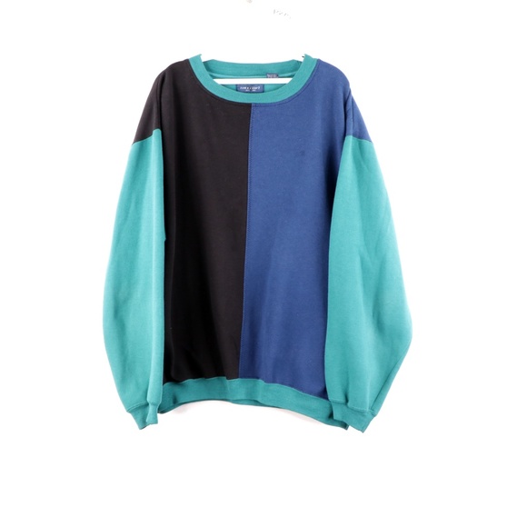 Vintage Streetwear Color Block Crewneck Sweatshirt - Picture 1 of 8